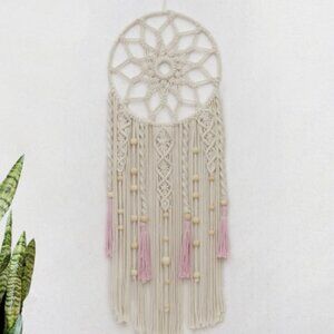 Beige And Pink Macrame Wall Art